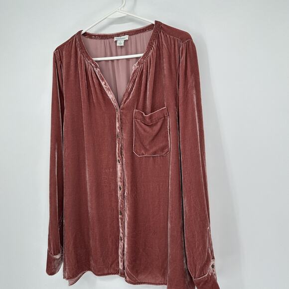 Sundance Shirt Womens Large Mauve Velvet Silk Blend Button Front Long Sleeve - Picture 5 of 9